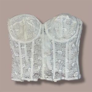 Dominique White Floral Lace Bustier